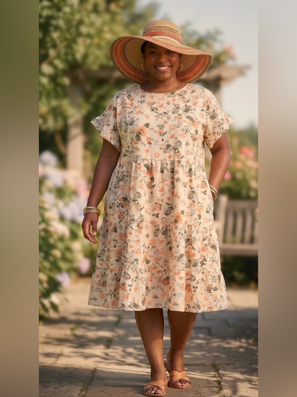 Floral Ruffle Cap Sleeve Tiered Dress NWOT